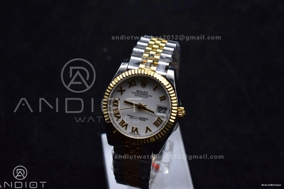 550 White DateJust 316L Roman GSF 31 Lightweight YG 278271 Bracelet Markers Steel President on Ladies Dial 1009